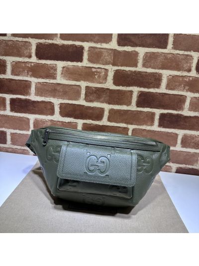 Gucci Jumbo GG Embossed Belt Bag in Green