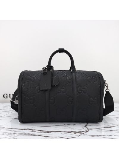 Gucci Jumbo GG Embossed Boston Bag in Black