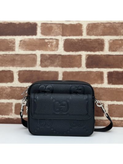 Gucci Jumbo GG Embossed Crossbody Bag in Black