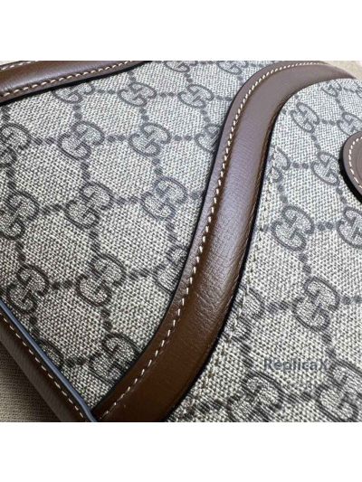 Gucci Large GG Hobo Shoulder Bag with Interlocking G 696011 in Beige and Ebony GG Supreme Canvas
