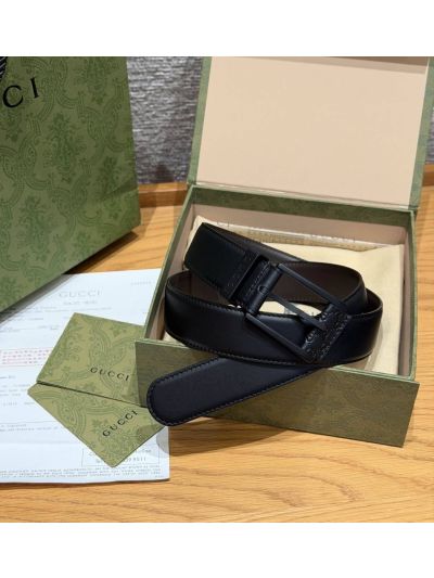 Gucci Leather Buckle Belt 573156 in Black