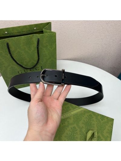 Gucci Leather Buckle Belt in Black
