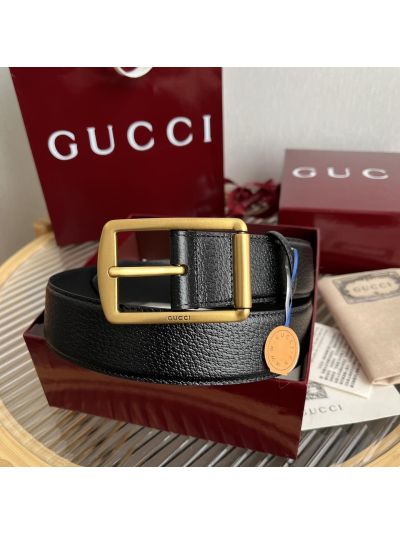 Gucci Leather Buckle Belt in Black