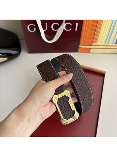 Gucci Leather Buckle Belt in Brown/Black