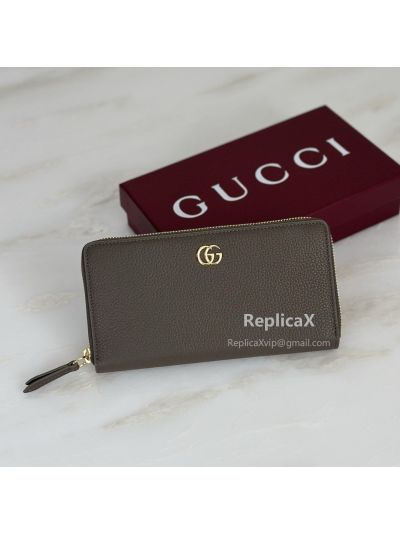 Gucci Leather Zip Around Wallet Brown 456117