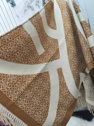 Loewe Balloon Sleeve Fringe Cardigan in Brown and White