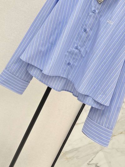 Loewe Button-Front Contrast-Trim Shirt in Light Blue and White