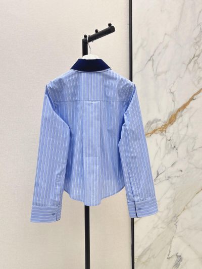 Loewe Button-Front Contrast-Trim Shirt in Light Blue and White