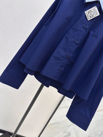 Loewe Button-Front Contrast-Trim Shirt in Navy