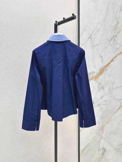 Loewe Button-Front Contrast-Trim Shirt in Navy