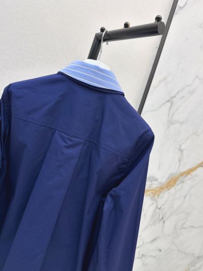 Loewe Button-Front Contrast-Trim Shirt in Navy