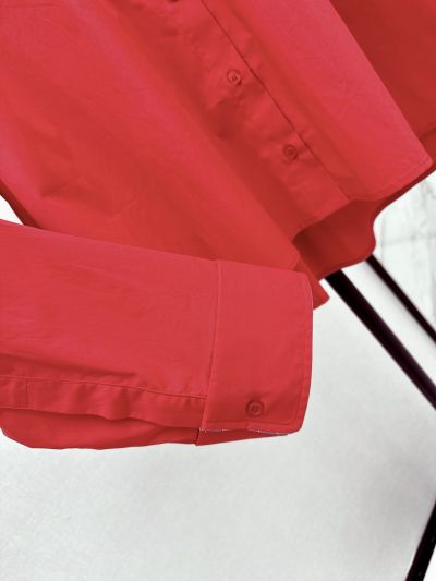 Loewe Button-Front Contrast-Trim Shirt in Red