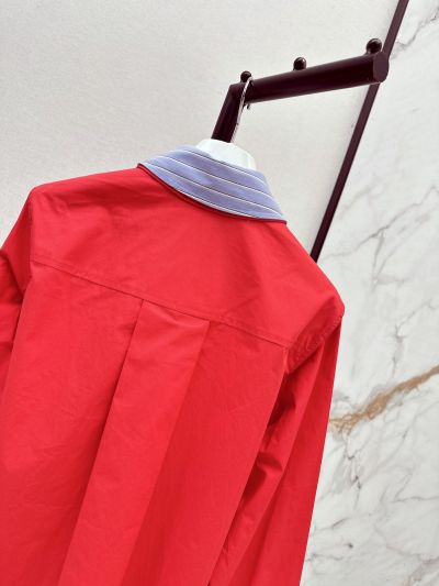 Loewe Button-Front Contrast-Trim Shirt in Red