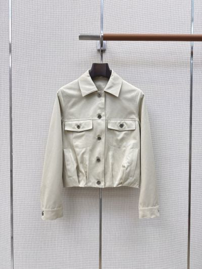 Loewe Button-Front Cropped Jacket in Beige