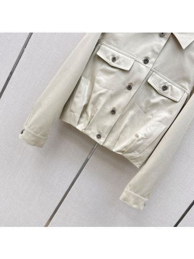 Loewe Button-Front Cropped Jacket in Beige