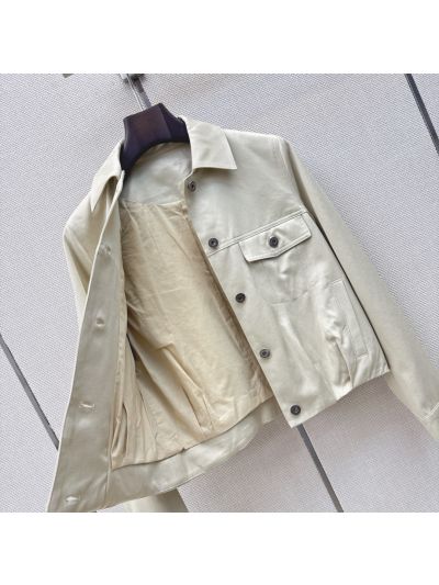 Loewe Button-Front Cropped Jacket in Beige