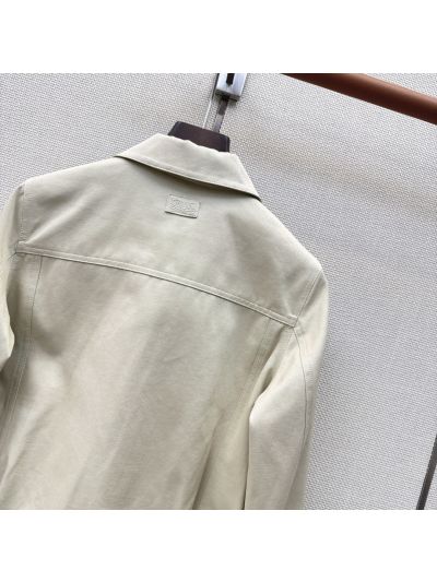 Loewe Button-Front Cropped Jacket in Beige