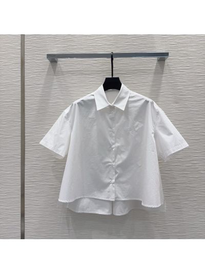 Loewe Button-Front Turn-Down Collar Blouse in White