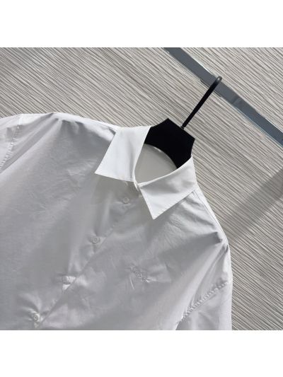 Loewe Button-Front Turn-Down Collar Blouse in White
