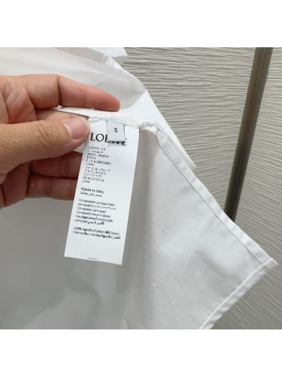 Loewe Button-Front Turn-Down Collar Blouse in White