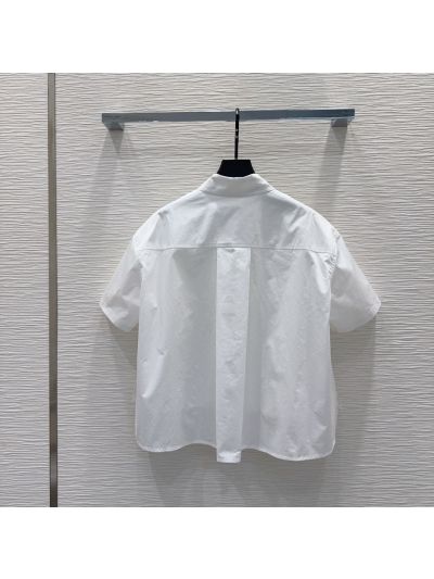 Loewe Button-Front Turn-Down Collar Blouse in White
