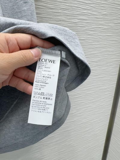 Loewe Crew Neck Embroidered T-Shirt in Grey