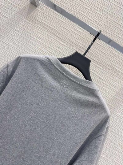 Loewe Crew Neck Embroidered T-Shirt in Grey