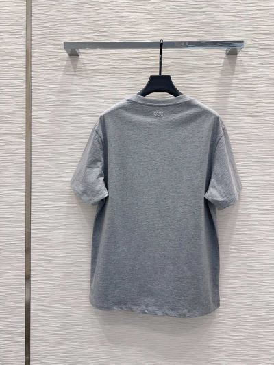 Loewe Crew Neck Embroidered T-Shirt in Grey