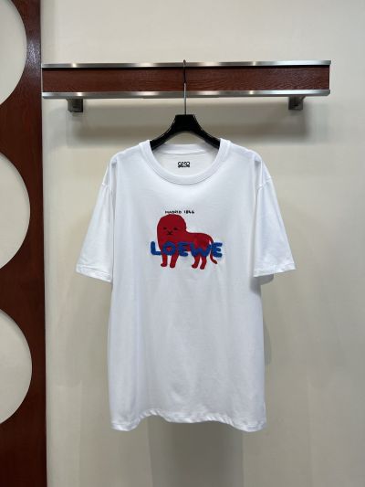 Loewe Crew Neck Embroidered T-Shirt in White