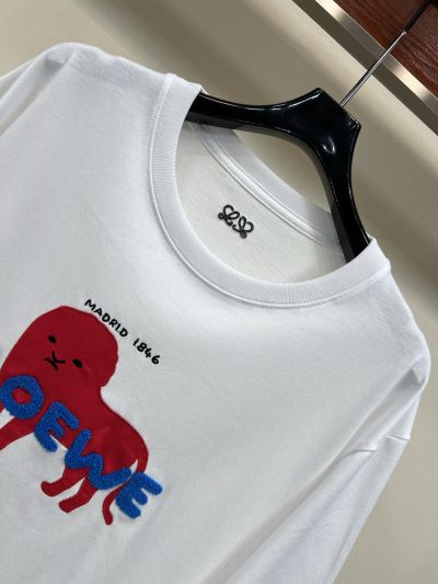 Loewe Crew Neck Embroidered T-Shirt in White