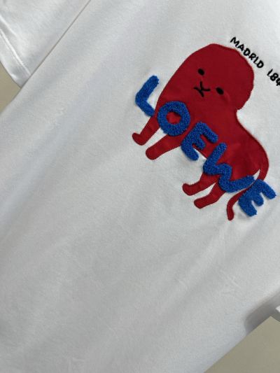 Loewe Crew Neck Embroidered T-Shirt in White