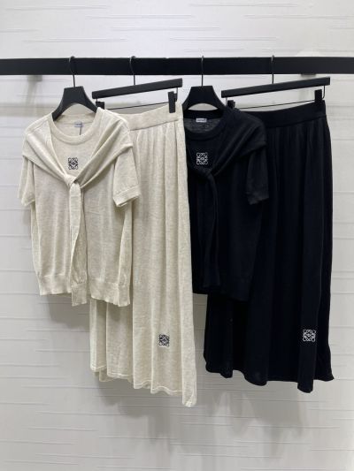 Loewe Crew Neck Short Sleeve Set in White