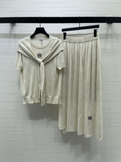 Loewe Crew Neck Short Sleeve Set in White
