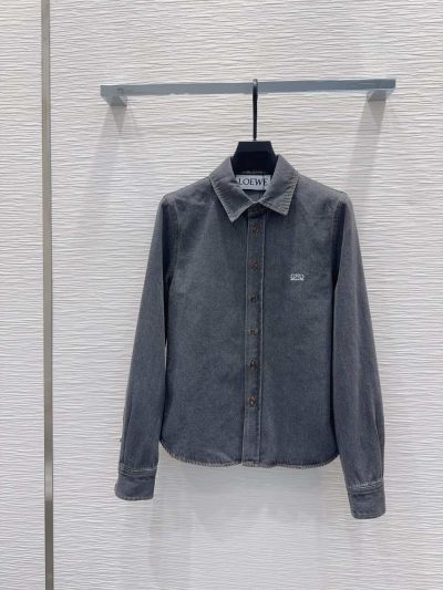 Loewe Denim Button-Front Shirt in Navy