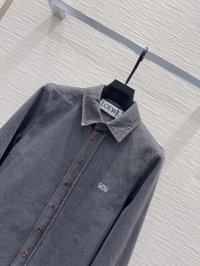 Loewe Denim Button-Front Shirt in Navy