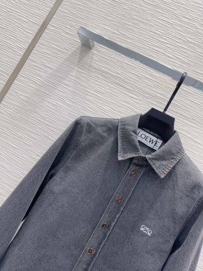 Loewe Denim Button-Front Shirt in Navy