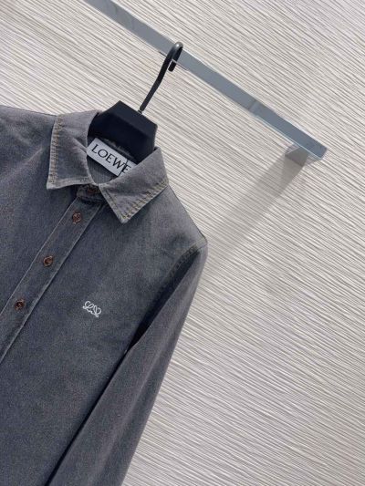 Loewe Denim Button-Front Shirt in Navy