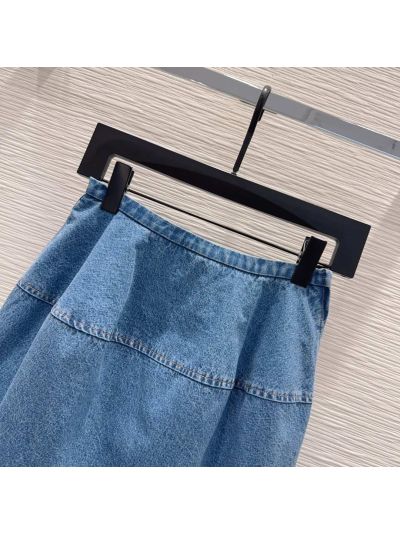 Loewe Denim Contrast-Trim Mini Skirt in Blue