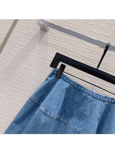 Loewe Denim Contrast-Trim Mini Skirt in Blue