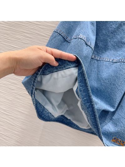 Loewe Denim Contrast-Trim Mini Skirt in Blue