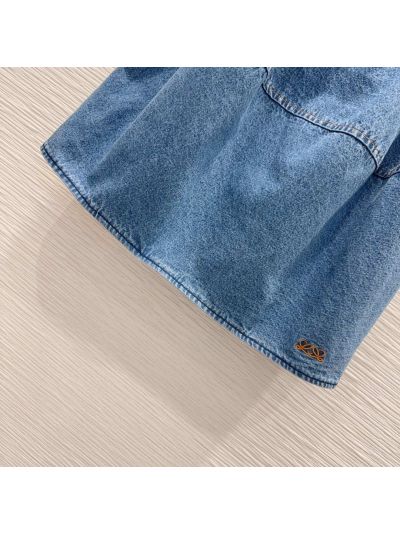 Loewe Denim Contrast-Trim Mini Skirt in Blue