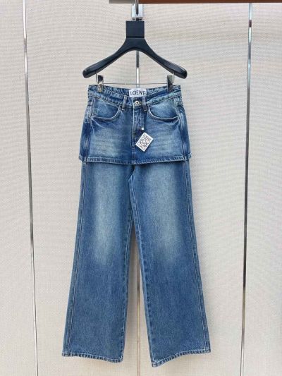 Loewe Denim Wide-Leg Pants in Blue