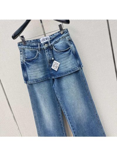 Loewe Denim Wide-Leg Pants in Blue