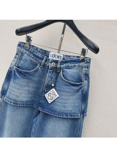 Loewe Denim Wide-Leg Pants in Blue