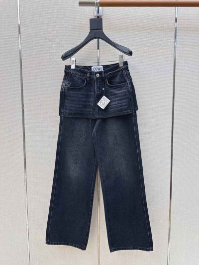 Loewe Denim Wide-Leg Pants in Navy