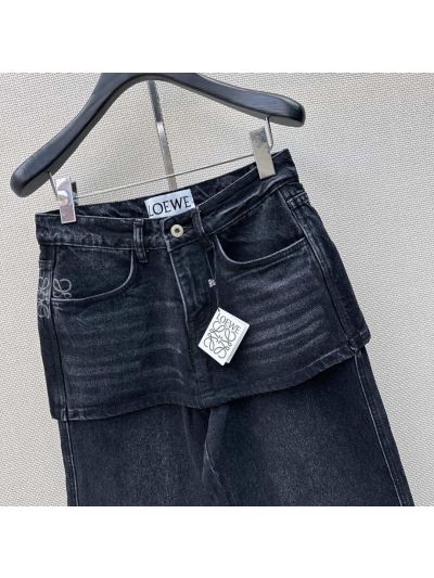 Loewe Denim Wide-Leg Pants in Navy