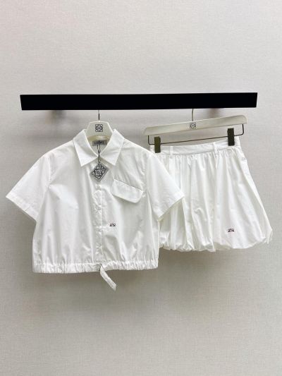 Loewe Embroidered Button-Front Shirt in White
