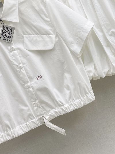 Loewe Embroidered Button-Front Shirt in White