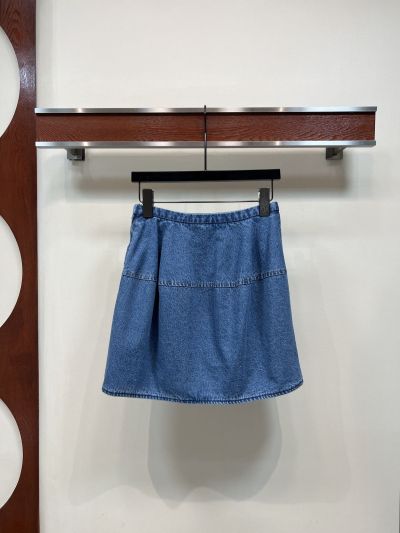 Loewe Embroidered Denim Mini Skirt in Blue