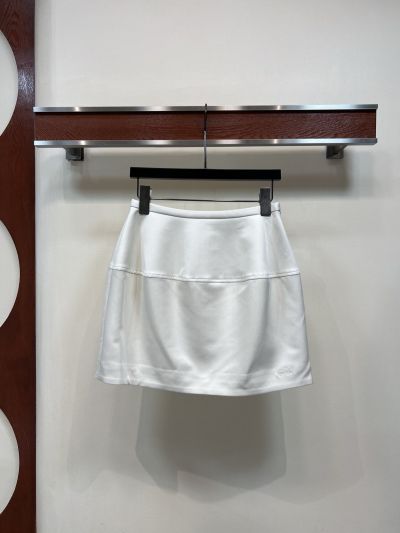 Loewe Embroidered Pleated Mini Skirt in White